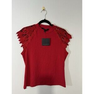 Marc New York Red Lace Cap Sleeve Blouse Women's M